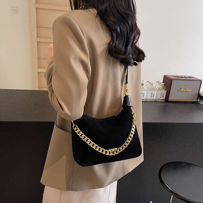 French niche suede for women new fashion versatile handbag casual texture crossbody bag - view 4