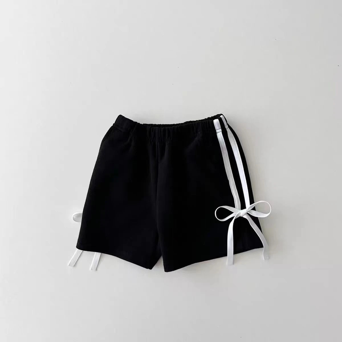 Summer Fashionable Thin Cotton Baby Girls Loose Fit Casual Shorts with Butterfly Knot Waist Cute Trendy Unisex Kids Clothing 250527