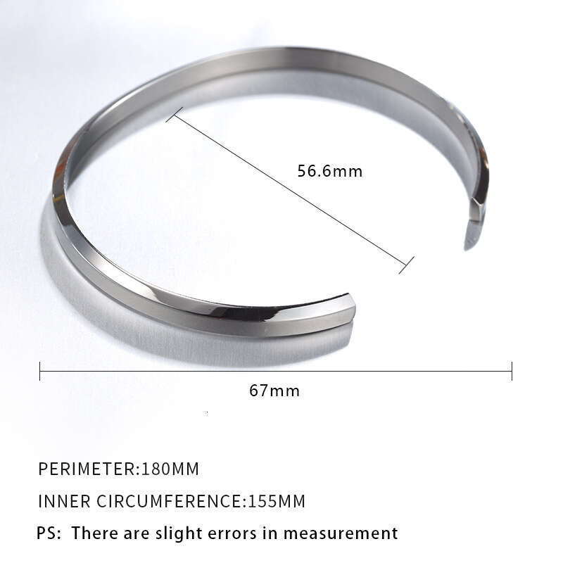 DW Style Simple Titanium Steel C-Shaped Open Beveled Edge Bangle Bracelet Live Broadcast