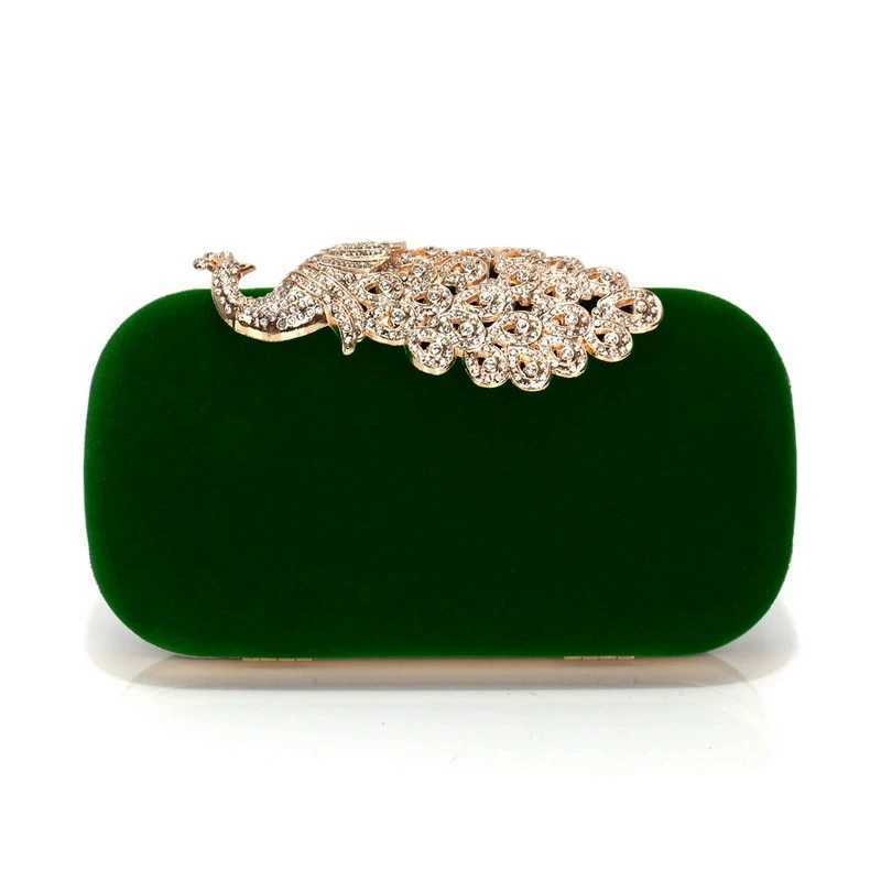 Retro Black Evening Bag Womens Elegant Formal Wedding Party Handbags Vintage Velvet Clutch with Peacock Crystal Red Purses W250527