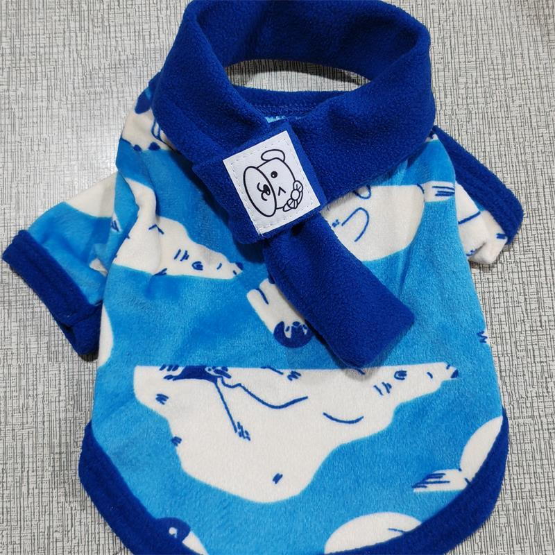 Pet clothing cartoon pattern with scarf base shirt