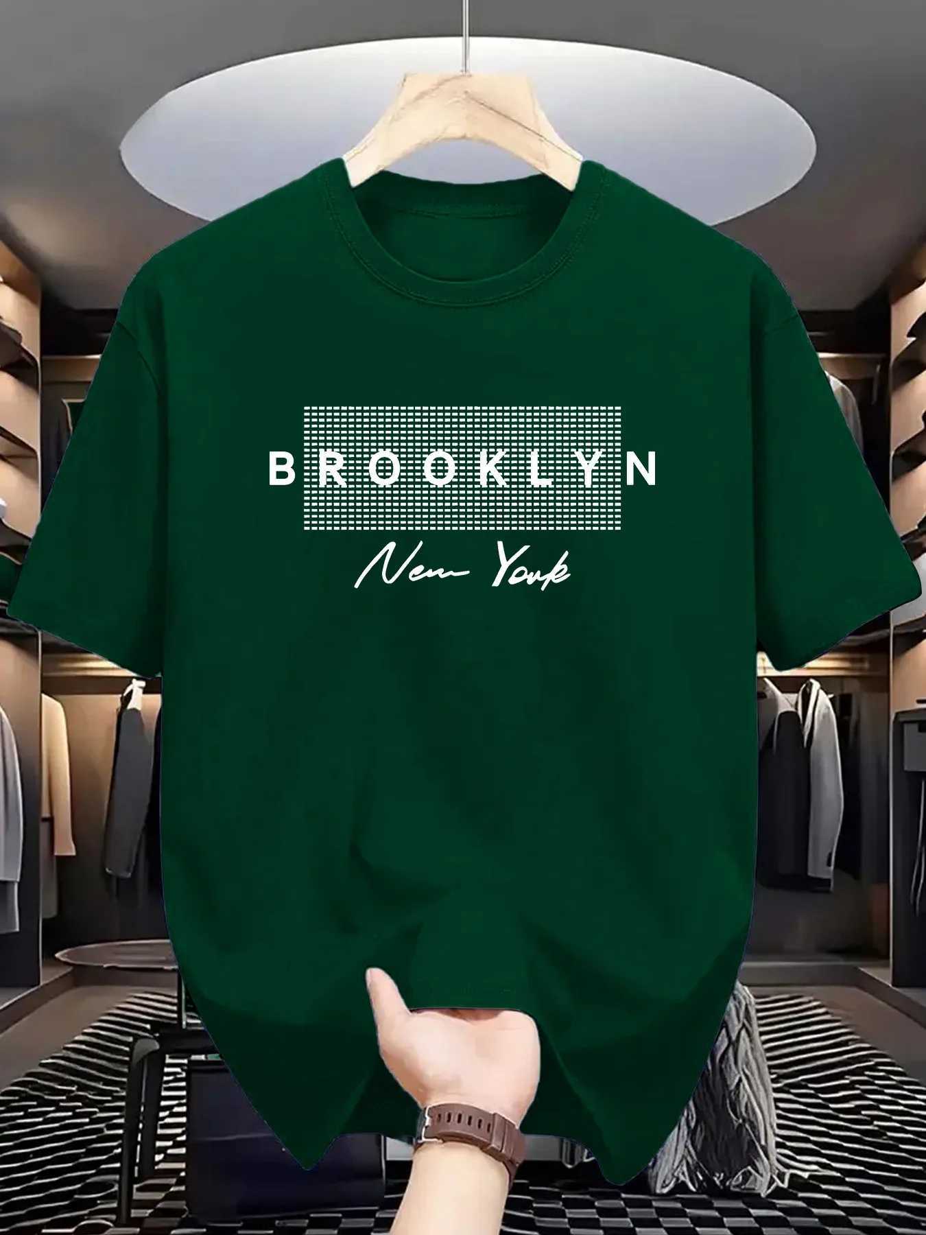 Brooklyn NY Mens T-Shirt 100% Polyester Style T-Shirt Crew Neck Slightly Stretchy Fabric Summer Casual Short Sleeve Top Z250527