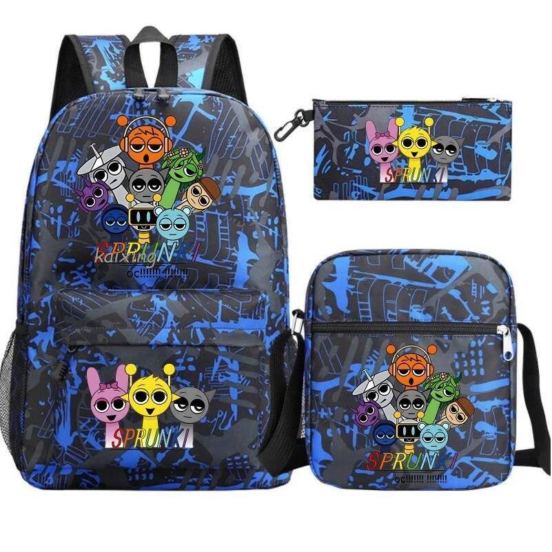 New Anime Print Backpack Set, With Tote and Pouch, Large Capacity Lightweight And Breathable Outdoor Knapsack