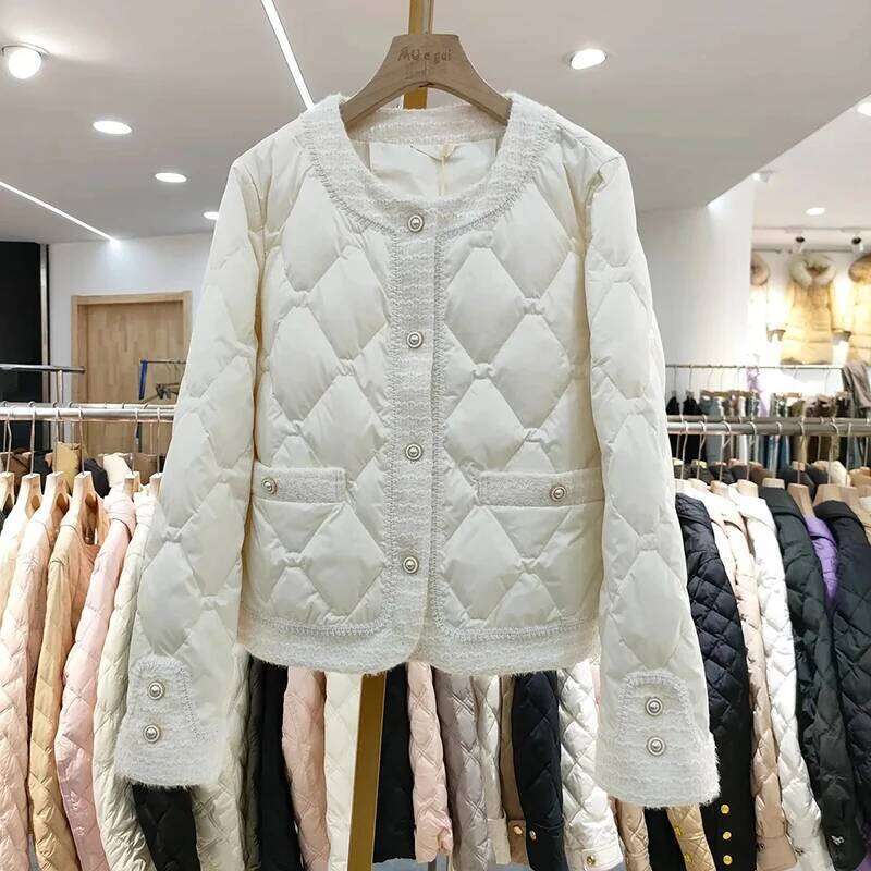 Autumn Winter Small Fragrant Jacket For Women Korean Vintage O-Neck Coats Elegant Fashion Outerwears
