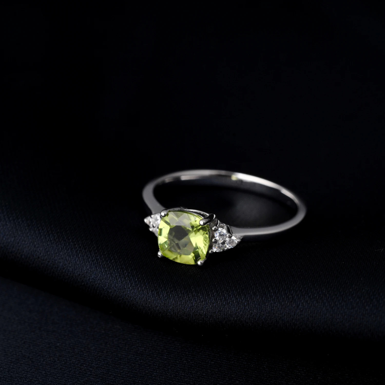 Potiy 1.1ct Genuine Natural Peridot 925 Sterling Silver Solitaire Ring for Woman Fashion Gemstone Fine Jewelry Wedding 250519