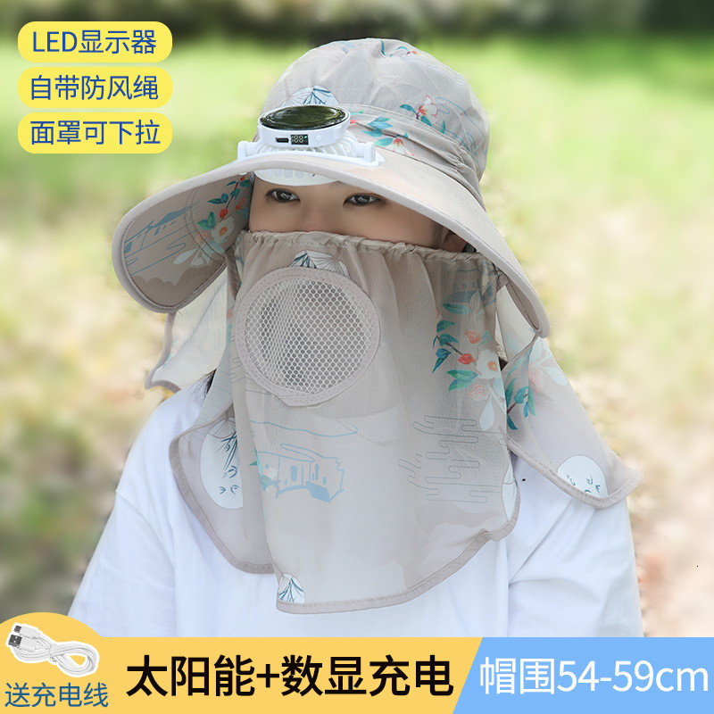 Designer's Sun Hatsummer Hot-selling Solar-powered Digital Display Charging Fan Hat For Women Outdoor Sunshade Sun Protection Hat Greenhouse Gard