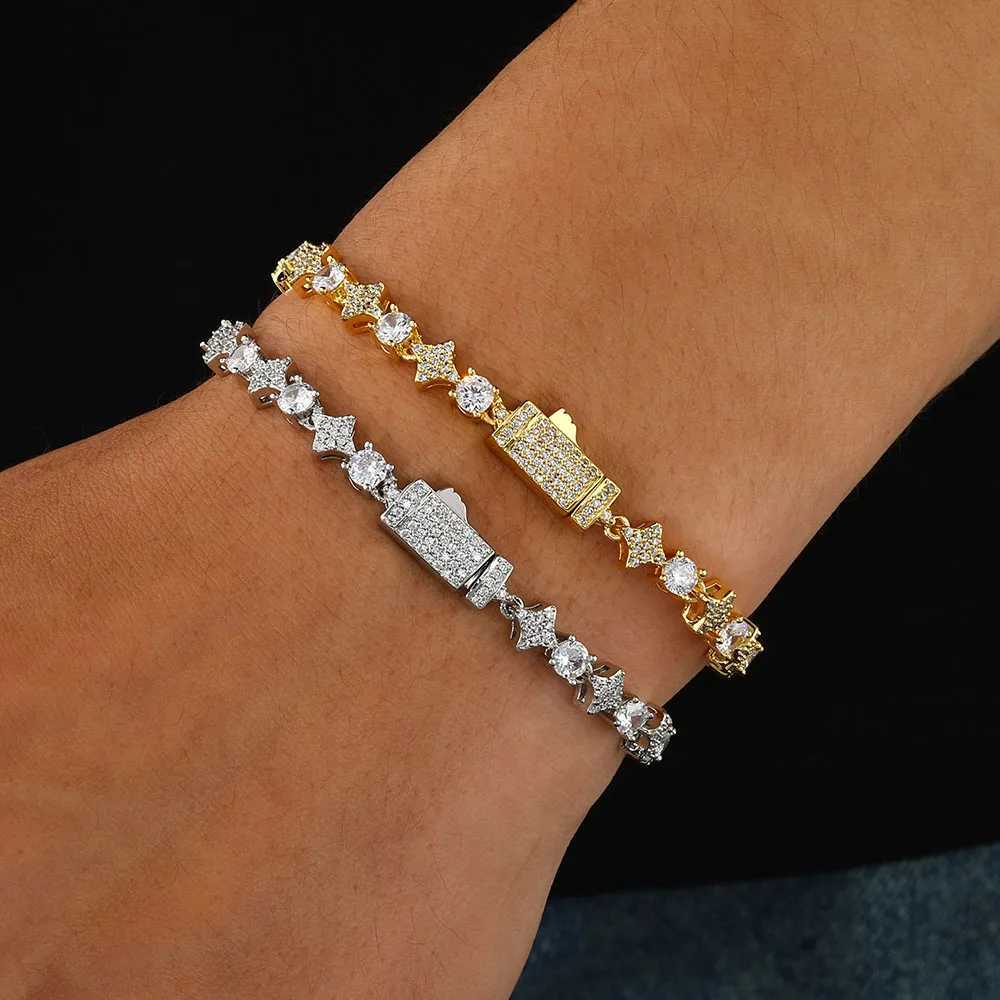 Hip hop Bracelet Ice Cube Zirconia Tennis Chain Bracelet Mens And Womens Sparkling Simple Couple Gift W250526
