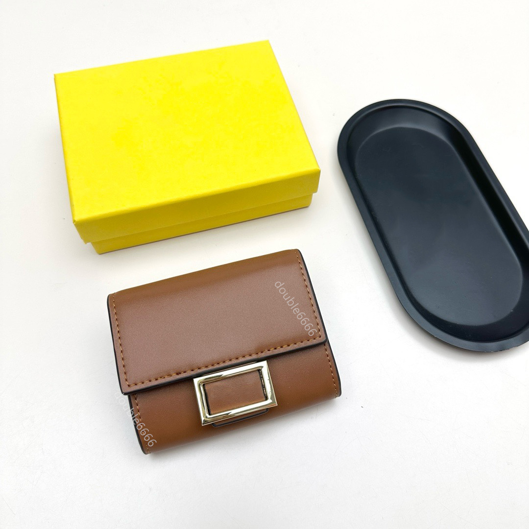 designer women men short folding wallets leather large capacity card holder solid color tri-fold clutch bag multi-functional wallets name card holder coin purse