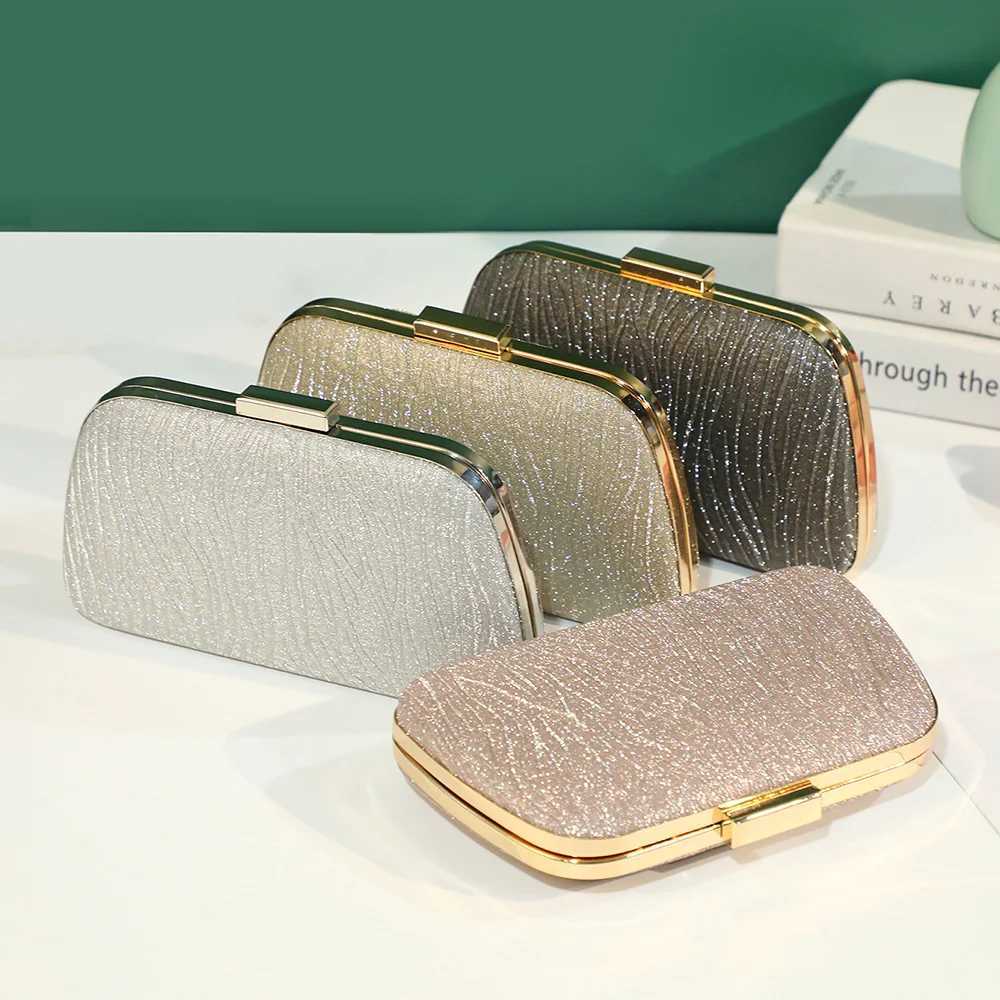 Luxury Sequins Shell Clutch Bag Designer Clip Chain Women Shoulder Bags Gold Silver Lady Sparkling Evening Bag Small Party Purse W250527