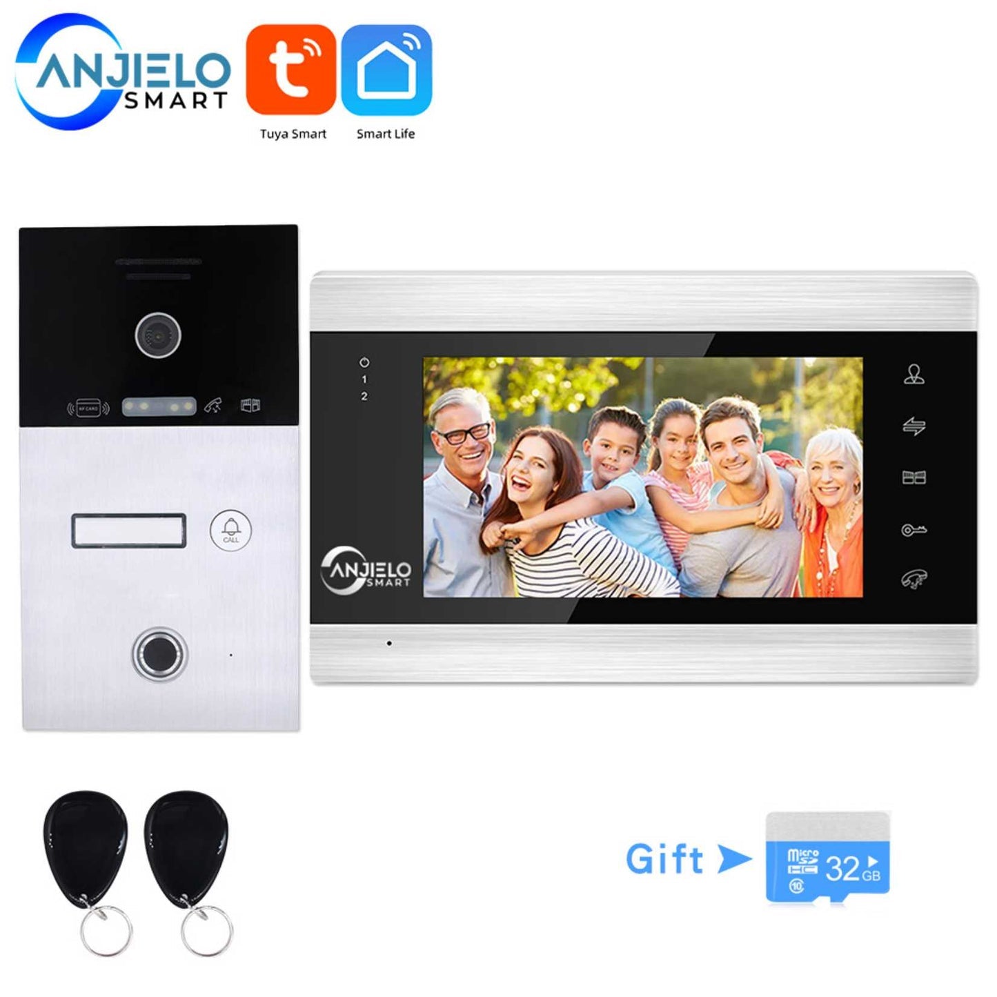 Anjielosmart WiFi Video Intercom For Apartment Home Tuya Video Doorbell Door Phone WiFi Wireless Video Intercom System For Home