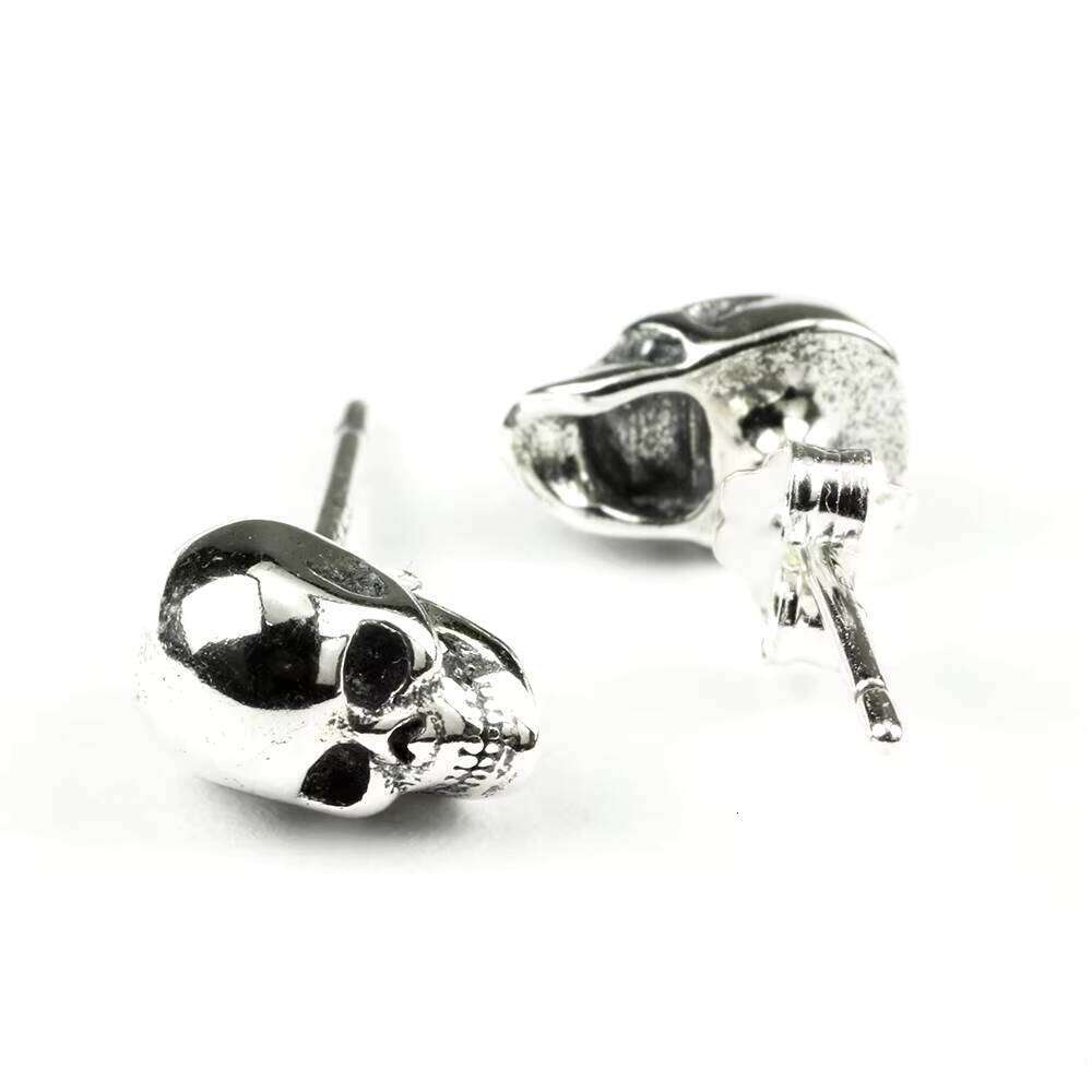 Real Sterling Sier Skull Earrings Studs Set Small Stud Earring Vintage Jewelry for Men and Women Brinco Masculino