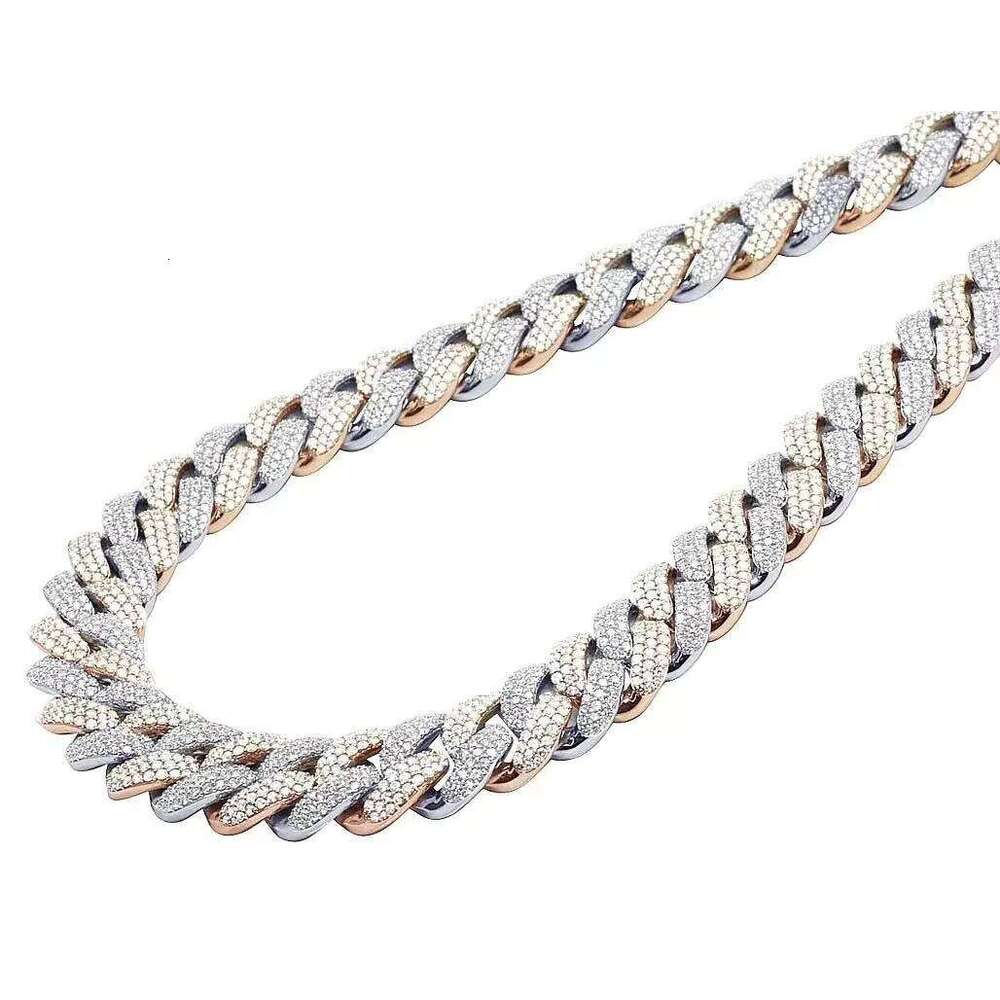Fine Jewelry Link Necklace 18mm Sterling Sier VVS Moissanite Dia Cuban Chain for Men
