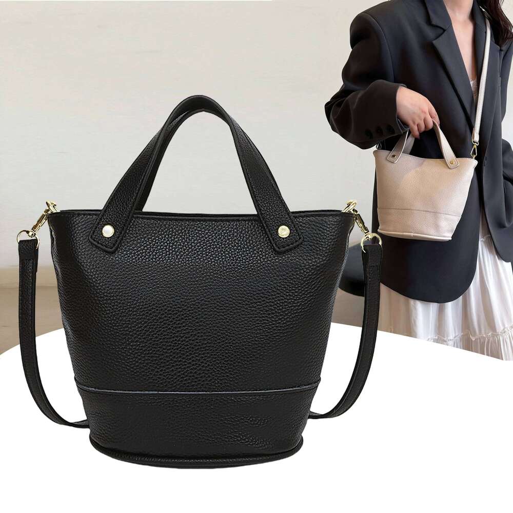 100% Genuine Leather Real Cowhide Fashion Women Crossbody Bucket Bags For Ladies New High Capacity Female Shoulder Handbag