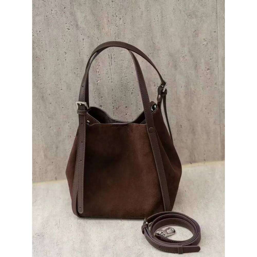 Women Vintage Casual Small Bucket Autumn Winter Suede Single Shoulder Designer Tote Handbag Ladies Messenger Bag New