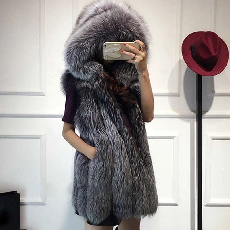 ZADORIN Winter Coat Women Furry Vest Hooded Warm Faux Fur Jacket Coats Female Slim Waistcoat veste femme