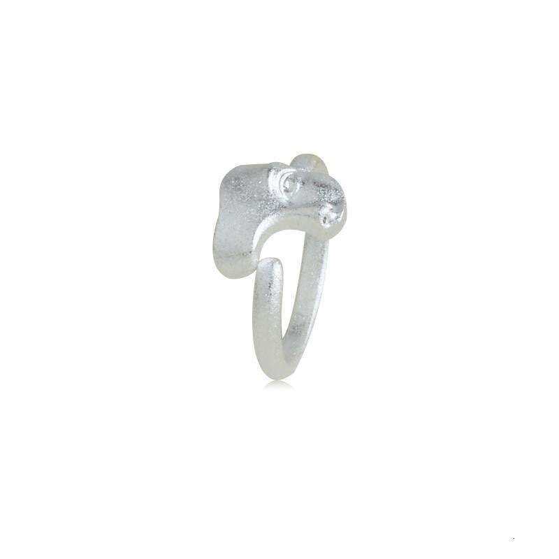 Burnt White Texture Silver Handmade Open Versatile Personality Mask Ring Matte Niche High-end Jewelry