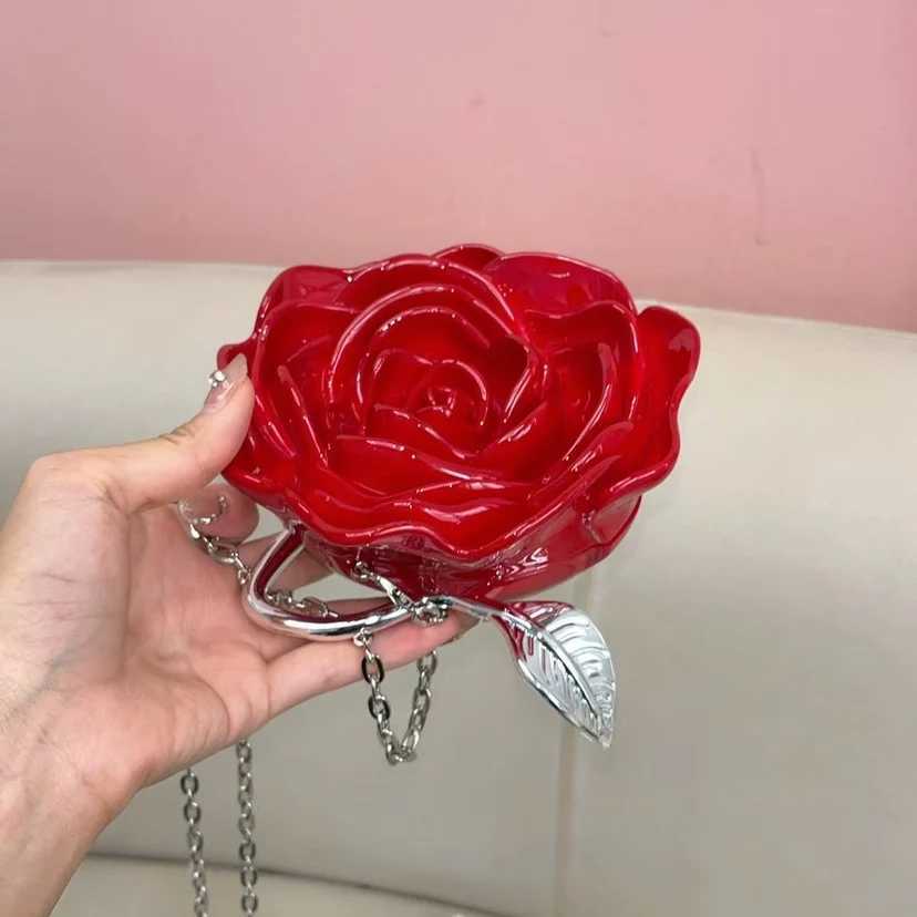 fashion rose Acrylic clutch bag for women designer flower box shoulder crossbody bags luxury evening party purses Valentines Day W250527