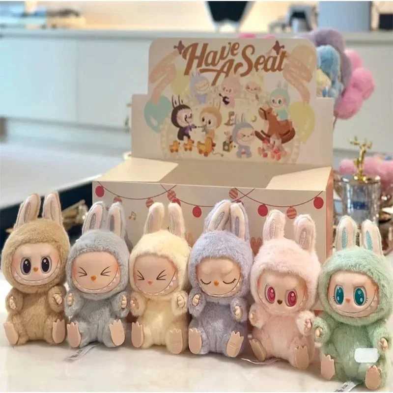 Hot Sales Anime Characters Macaron Labubu with Seat Series Vinyl Pendant Plush Doll Cute Monster Keychain Birthday Gift M250528