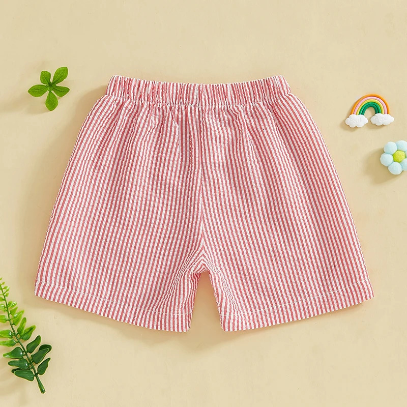Baby Boy Striped Print Shorts Stylish Elastic Waist Short Pants for Summer Vacation Beachwear Trendy Fashion 250527