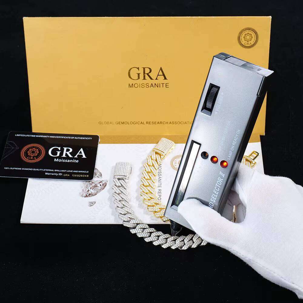 VVS Silicon Ice Pure Sier Hip-Hop Cuban Chain Bracelet GRA Certified Jewelry