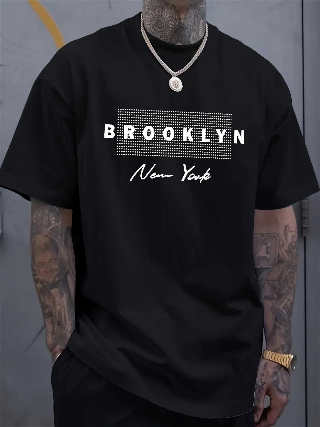 Mens 100% Cotton Summer Loose Fit Large Los Angeles Graphic Printed Slim Fit Casual Sports Round Neck Short Sleeve T-shirt Top Z250527
