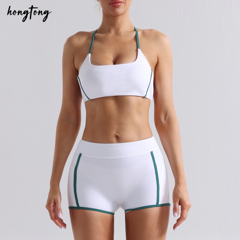 Yoga outfits set gym sets sports bra women shorts athletic clothes outdoor sports running skinny elastic quick dry skirt versatile tennis dress size s