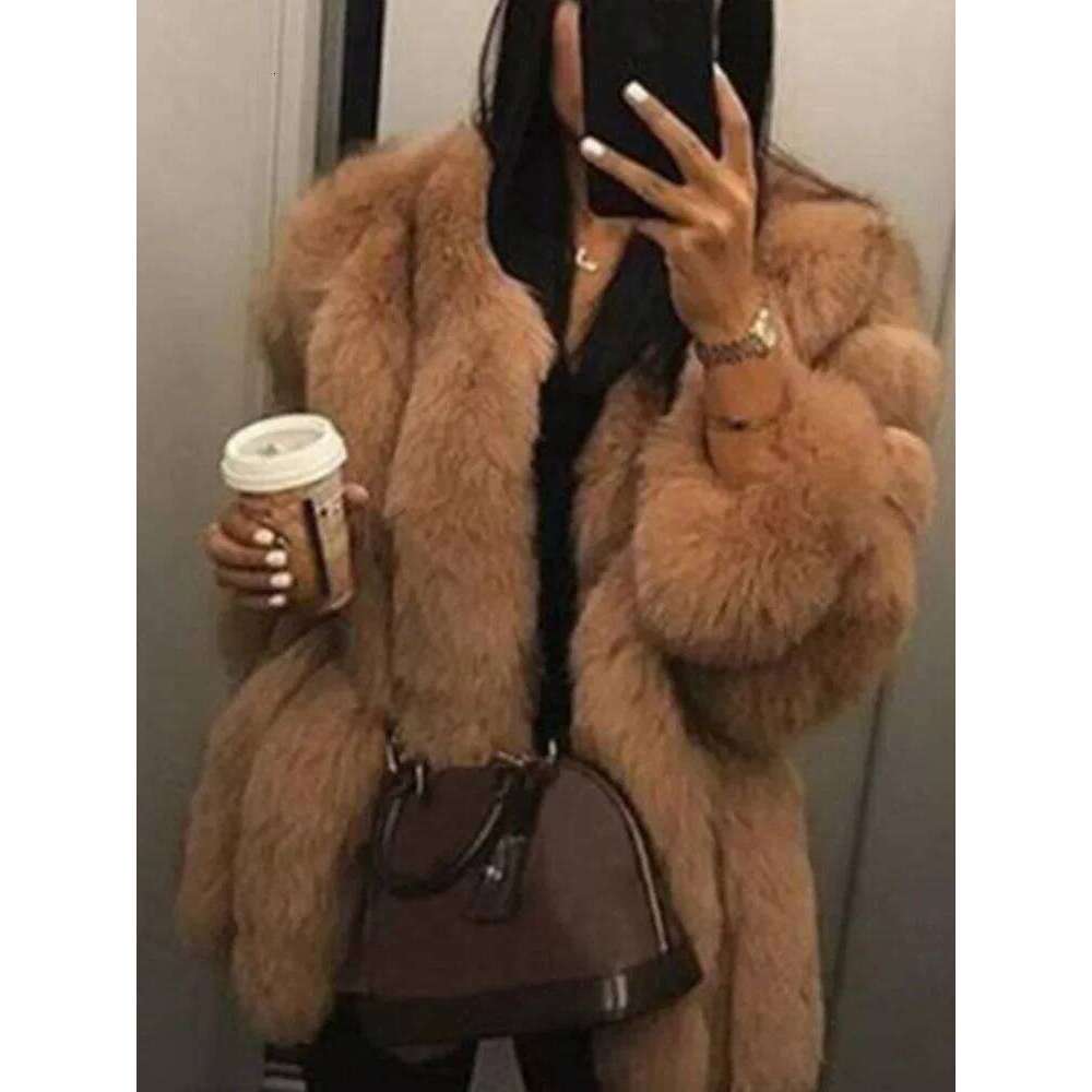 2024 Autumn Winter Female Korean Fashion Faux Fur Jacket Women Coats Loose Casual Warm Long Sleeve Outerwears Overcoat