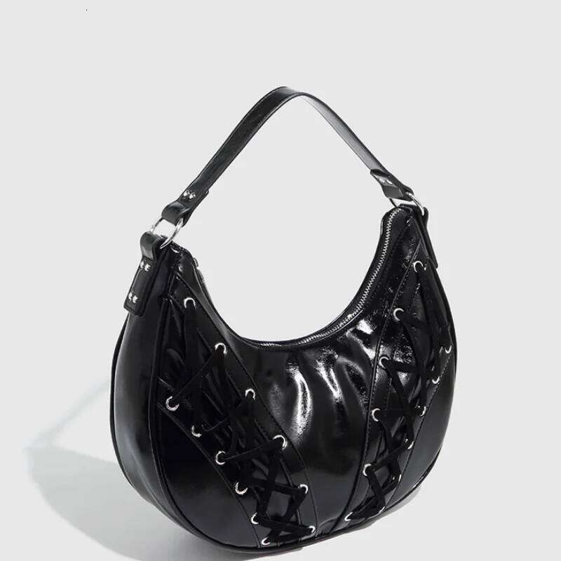Women's Bags Designer Y2k Retro Eyelet Saddle Maillard Pleated Rivet Armpit Top Quality Fashionable Cool Leather Shoulder Bag