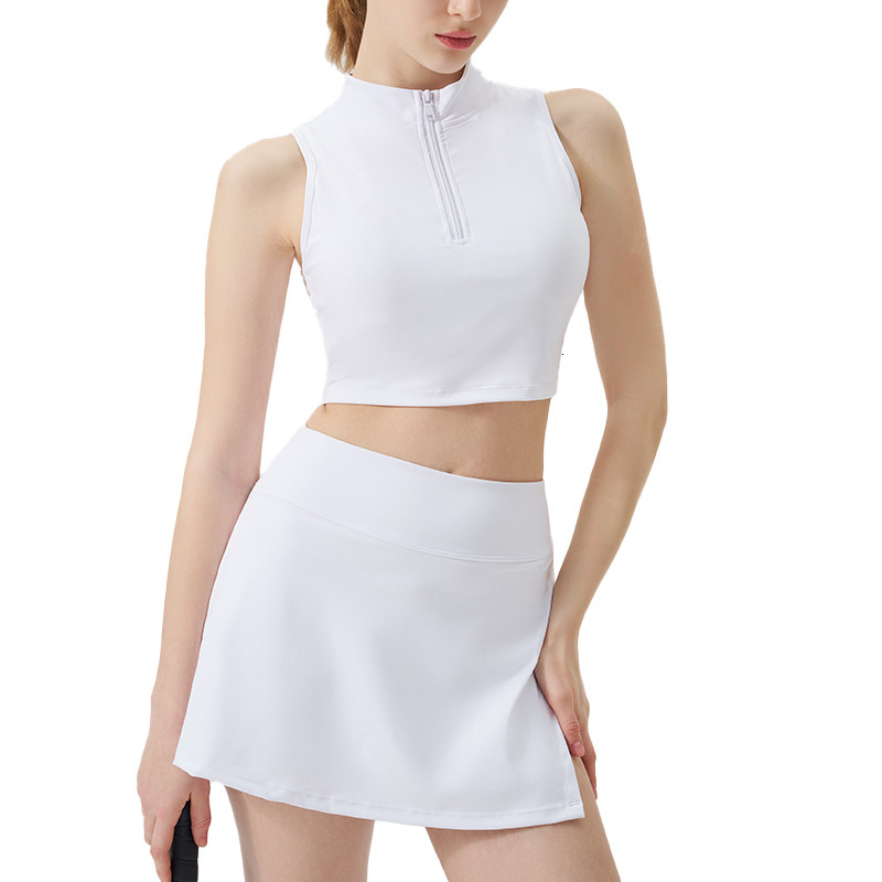 Sleeve Tight Skirt Running Sports Quick-Dry Short Set Top Yoga Vest for Women