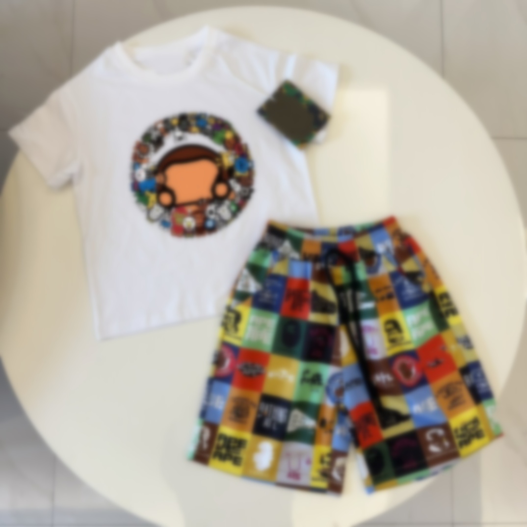 kid t shirt kids designer clothes monkey print 2025 New 2pics baby set girl boy sets summer Tee Short Sleeve streetwear Sports Comfortable son daughter partydress