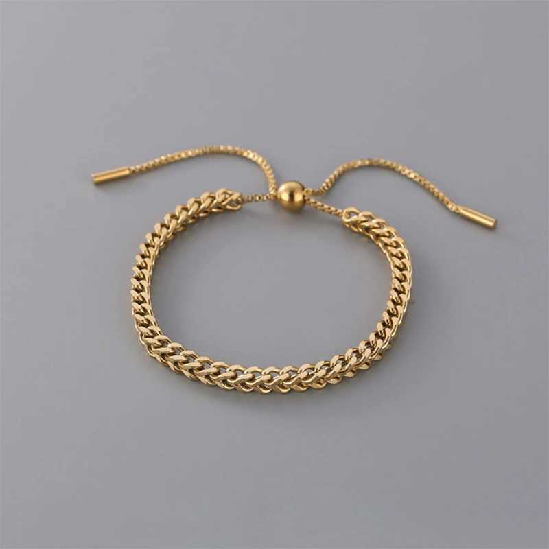 MEYRROYU Stainless Steel Gold Color Draw String Bracelets Trendy Simple Bracelets For Women Men 2021 New Fashion Party Jewelry W250526