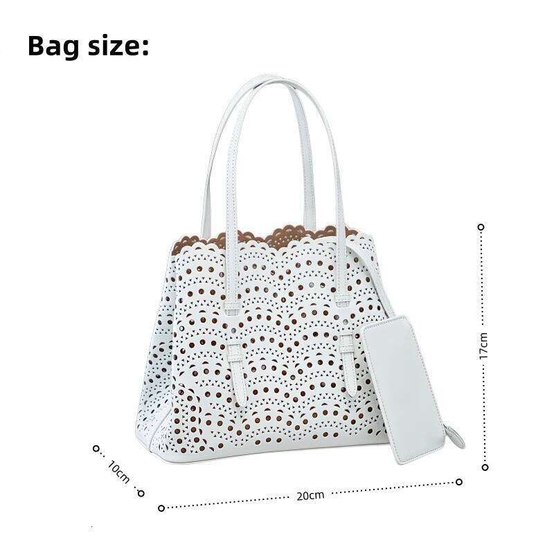 2025 Genuine Leather Women's Shoulder Bag Fashion Hollow-Out Designer Tote Handbag