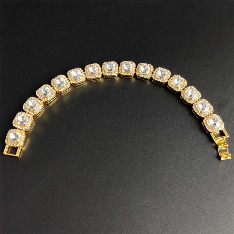 Hip Hop Full Crystal 13mm Square Tennis Chain Bracelets for Men Women Bling Rhinestone Cuban Link Chain Bracelet Luxury Jewelry W250526