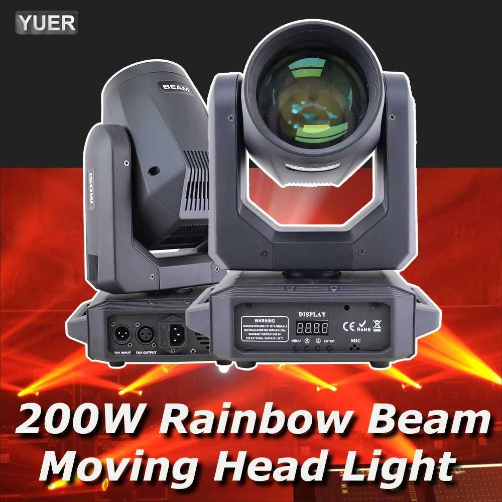 LED Moving Head Light 200W Beam+Spot+18 Rotating Prisms+Rainbow 12 Gobo 8 Color Effect DJ DMX Stage Light Effect Light Disco Bar XJ250527