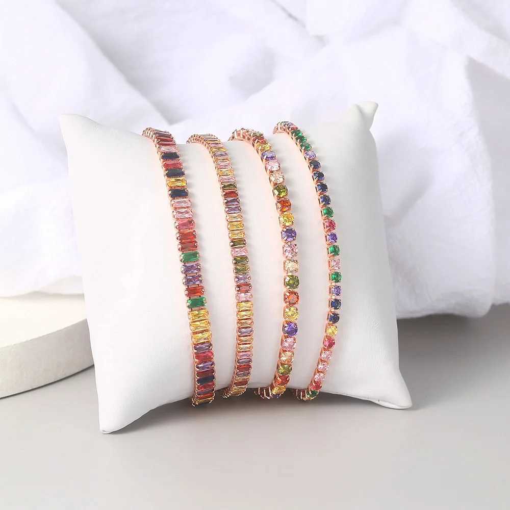Adjustable Multicolor Tennis Bracelets For Women Ladies Wedding Rainbow Colorful Zircon Charm Bracelet Hand Chain Jewelry DZH043 W250526