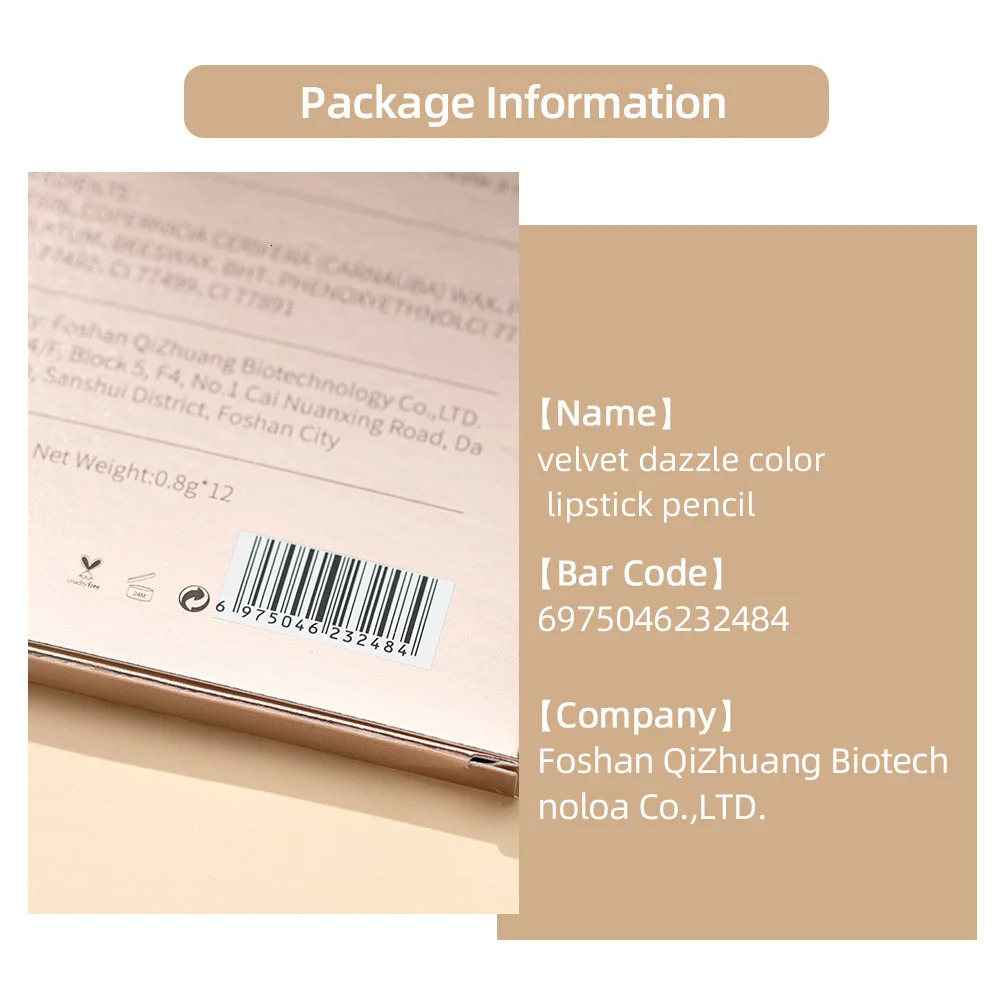 QI 12 colors matte lip liner set colorful not easy to smudge long-lasting non-stick cup matte gold tube lip liner 250527
