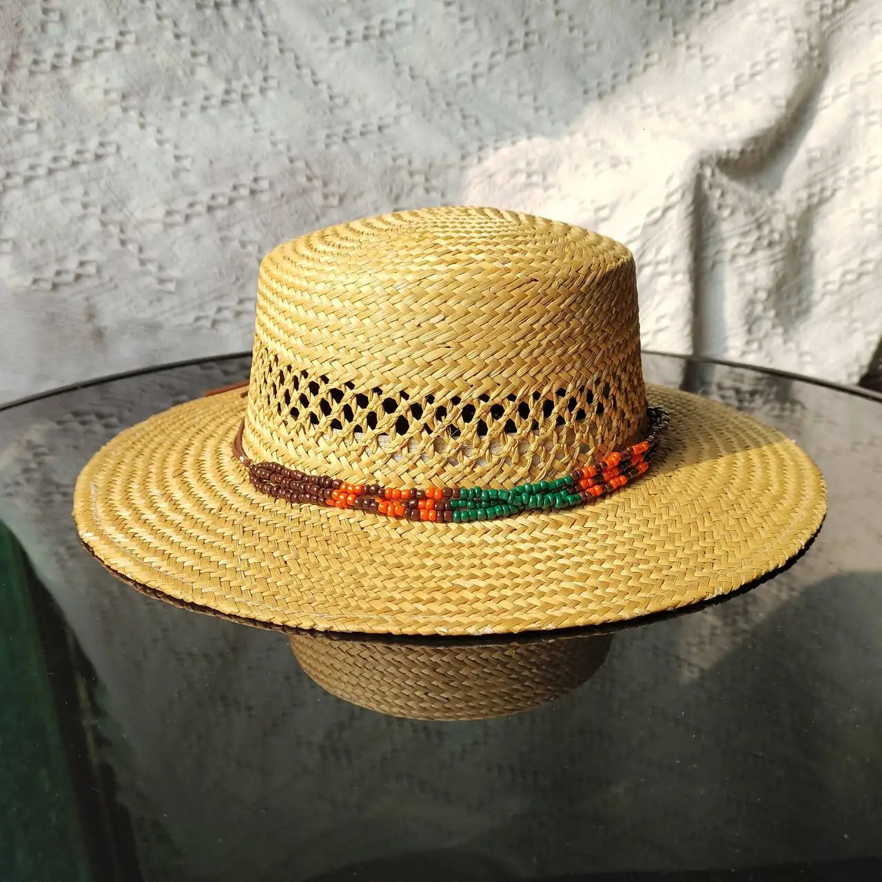 cowboy hat Grass Handwoven Hollow Cowboy Straw Hat Rhinestone Chain Cowboy Hat for Woman Outdoor Vacation Beach Sun Hat for man 250526