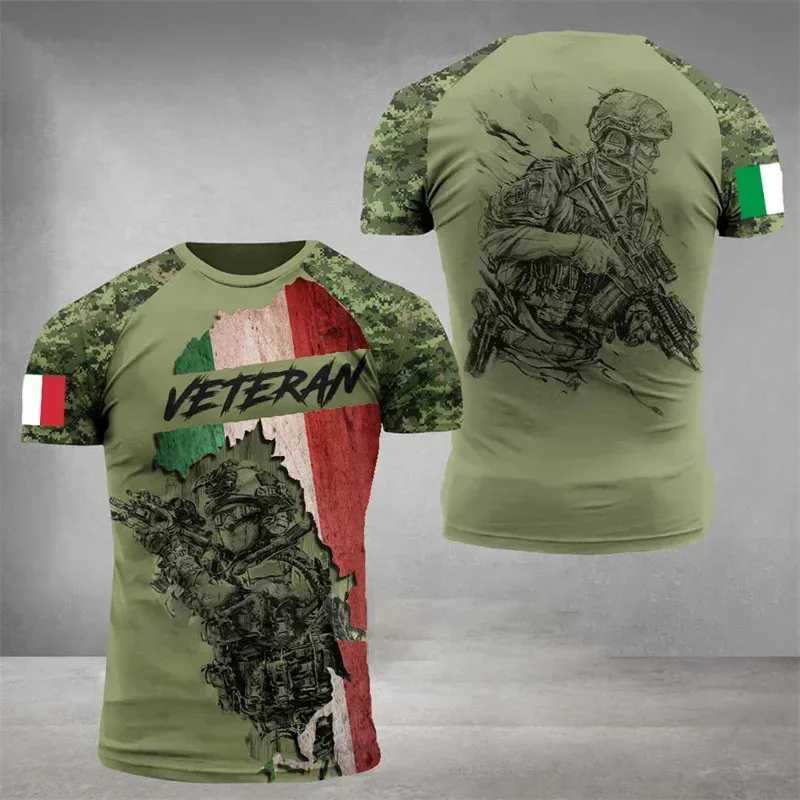 Camo Italy Flag T-shirt For Men Italian 3D Printed T Shirt Classic Short Sleeve Tee Shirt Oversized Sports Camouflage Tops Z250527