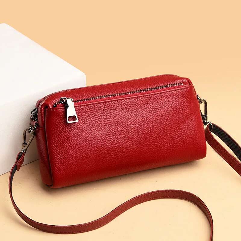 Ranhuang New 2025 Women's Real Genuine Leather Shoulder Fashion Clutch Small Crossbody Bags Red B265
