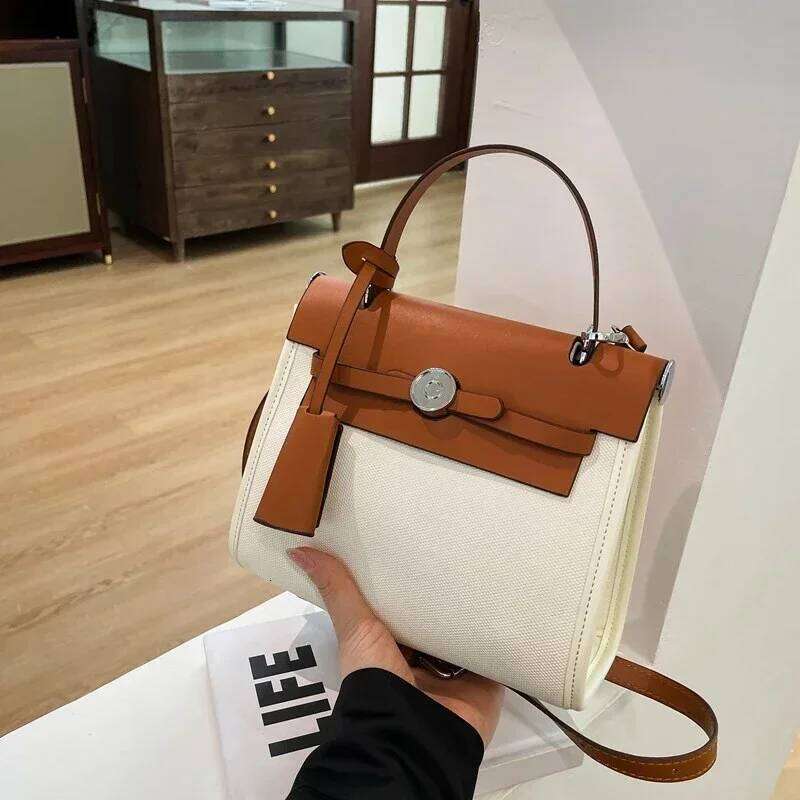 Classic Vintage Crossbody Bag - Solid Color Tote For Women With Paris Designer Letter & Shopper Charm