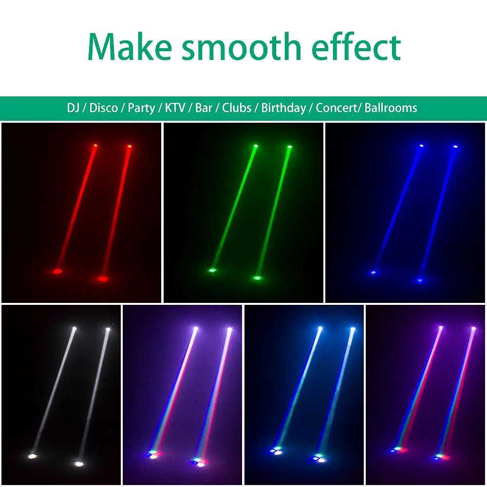 Yiflamefly 2Pcs Mini LED RGBW Moving Head Light 11/13CH DMX512 Voice-activated 4 in 1 Stage Light for DJ Bar Disco Wedding Disco XJ250527