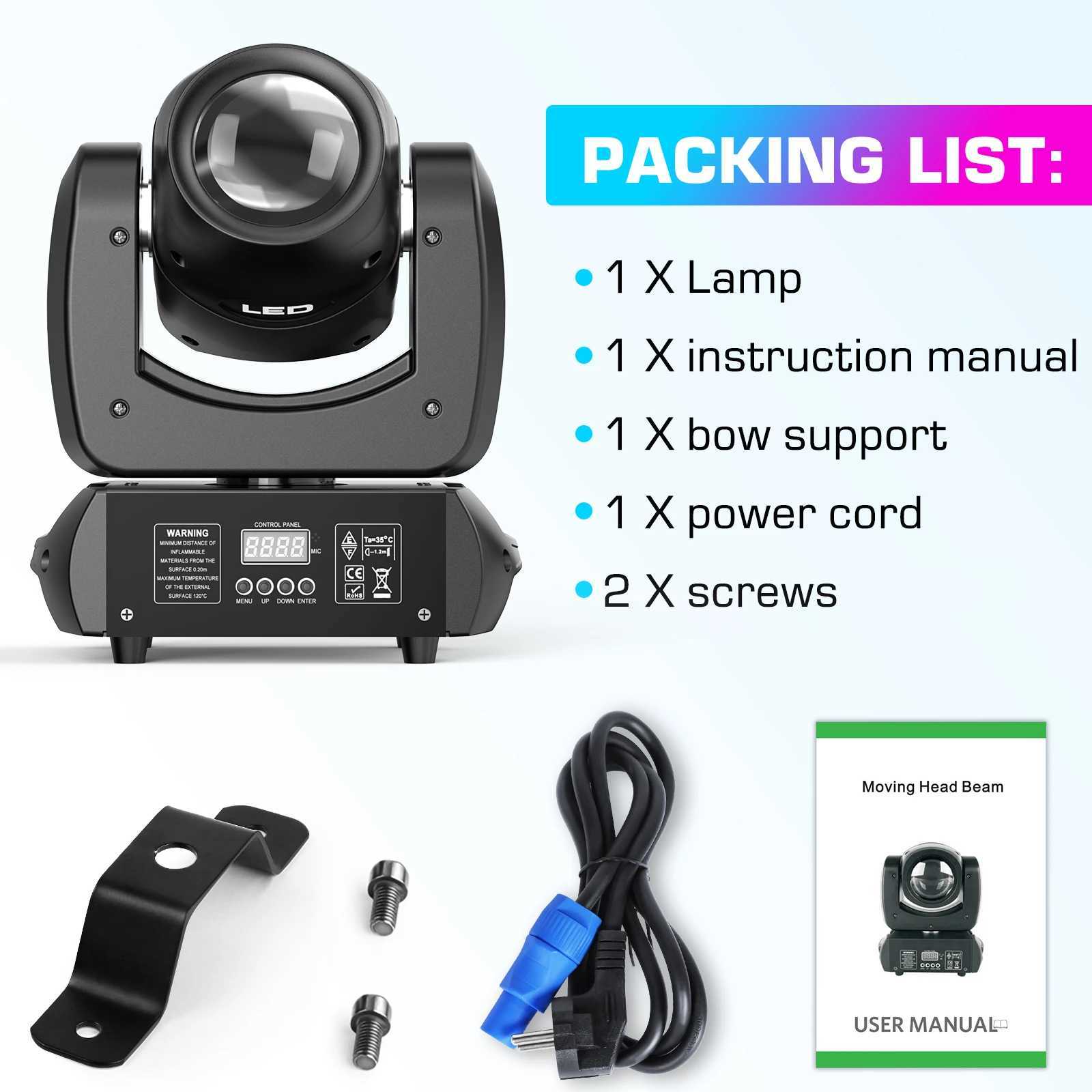 Yiflamefly 2PCS/Set 100W Moving Head Stage Lights Beam Gobo Dazzling Effect DMX LED Spotlight For Club KTV Disco DJ Party XJ250527