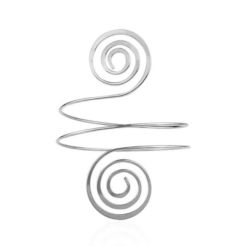 Upper Arm Bracelet Metal Coil Swirl Spiral Shape Armband Cuff Fashion Simple Arm Bangle Armlet Adjustable for Women Girl W250526