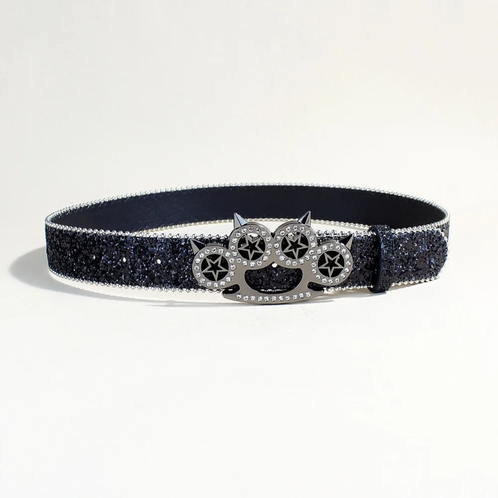 2025 Trendy Belt Personalized Skull Youth Shining Belt Womens Button Casual Pants Belt Spot Wholesale 250520