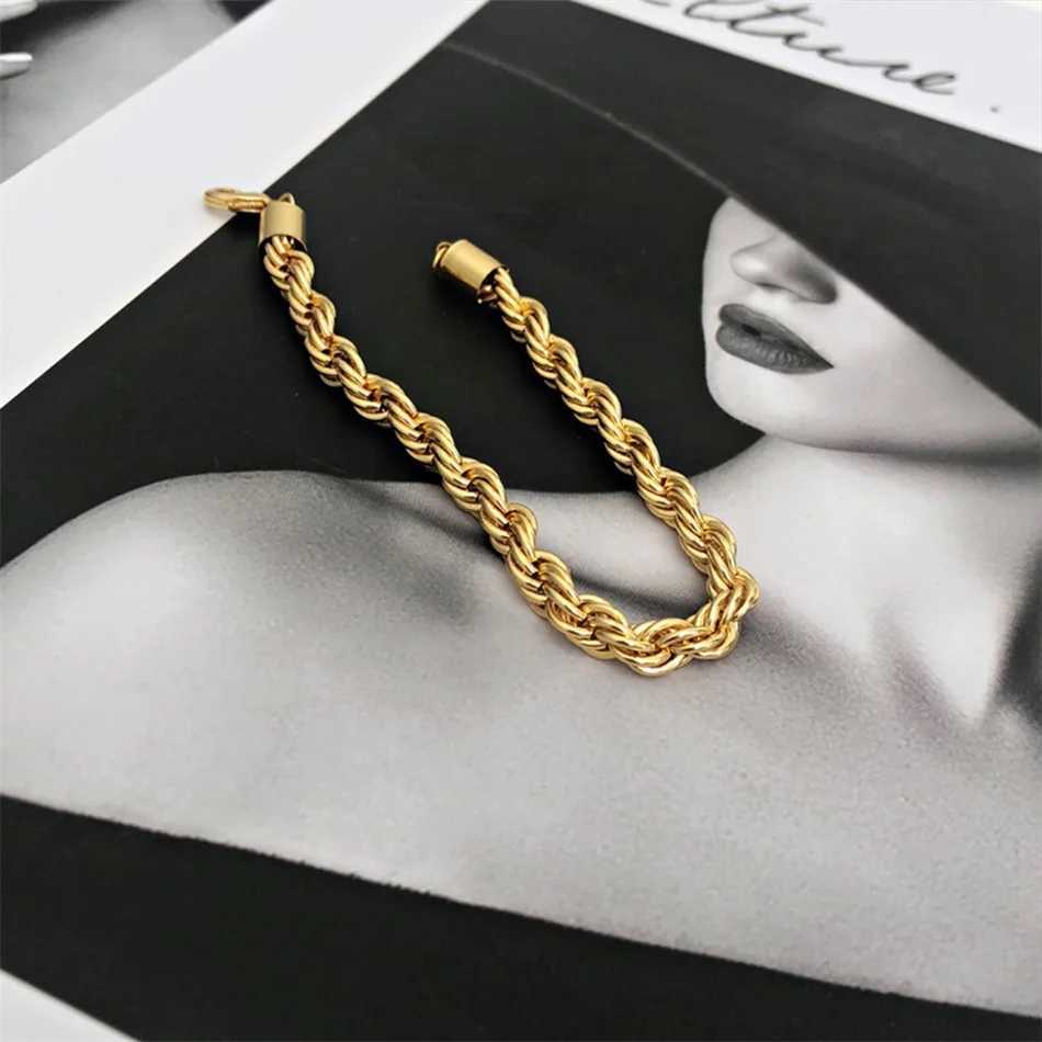 SUNIBI Twisted Rope Chain Bracelets for Women Lady Stainless Steel Gold Color Bracelet Wrist Jewelry Wholesale Dropshipping W250526