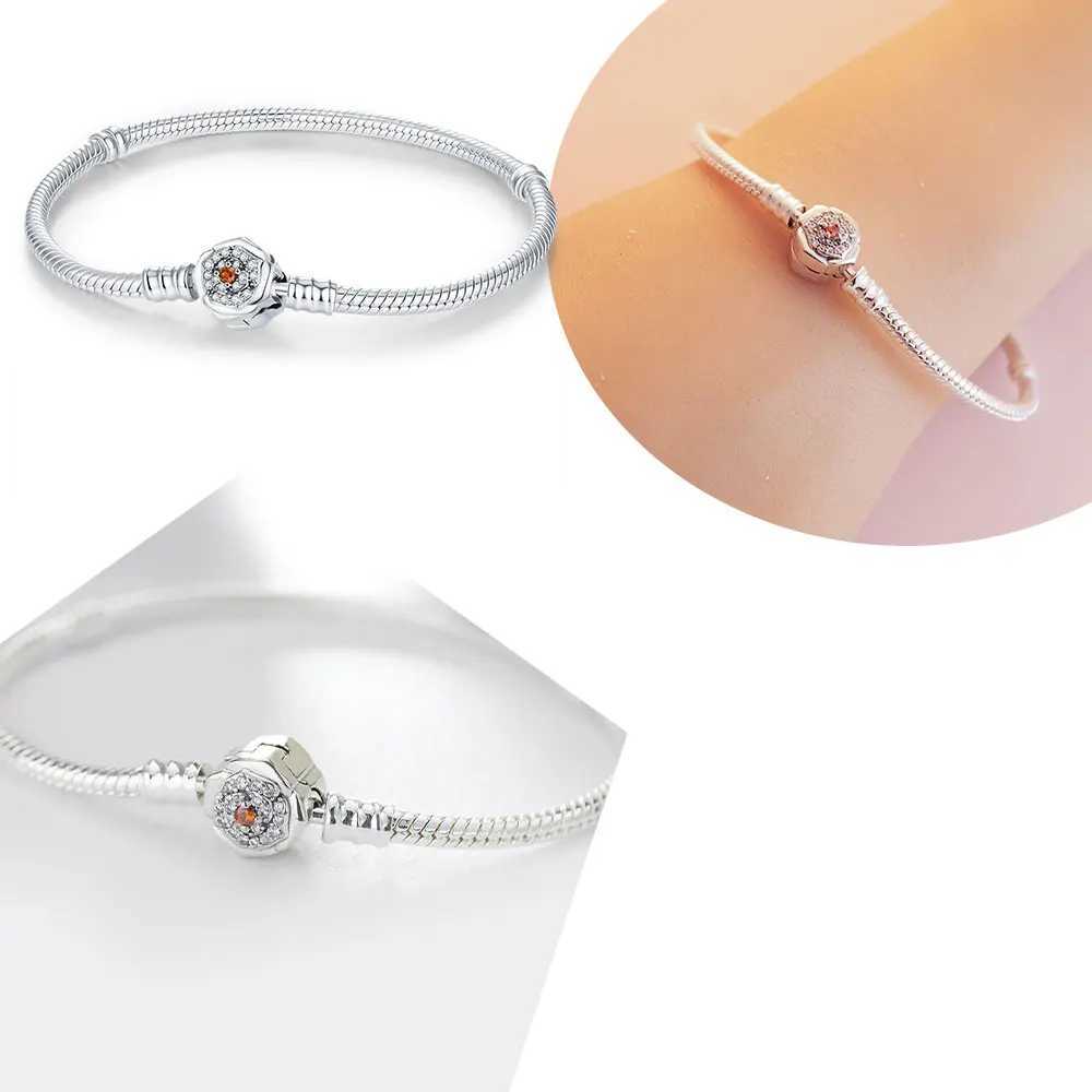 2025 Original 925 Silver Classic 3mm Snake Bone Chain Fit Charm DIY Elegant Star Rose Bracelet Fashion Mothers Day Gift Love W250526