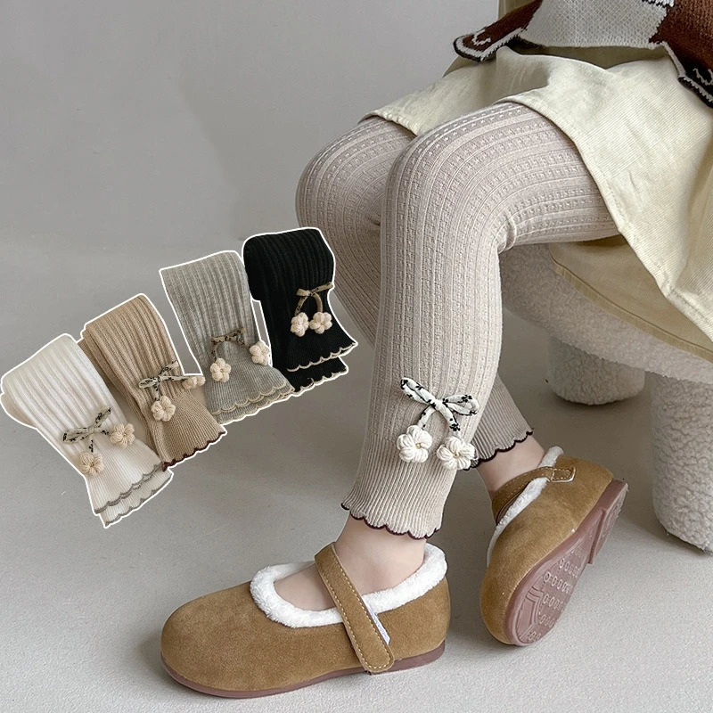Spring Autumn Baby Floral Pants born Girl Leggings Striped Cotton Princess Kids Children School Uniform Tights 250527