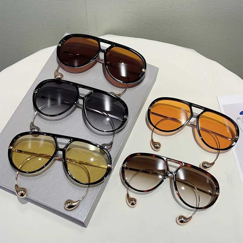 KAMMPT Oversized Pilot Sunglasses 2025 New in Fashion Double Bridge Gradient Shades Women Trendy Luxury Brand Design Sun Glasses Z250527