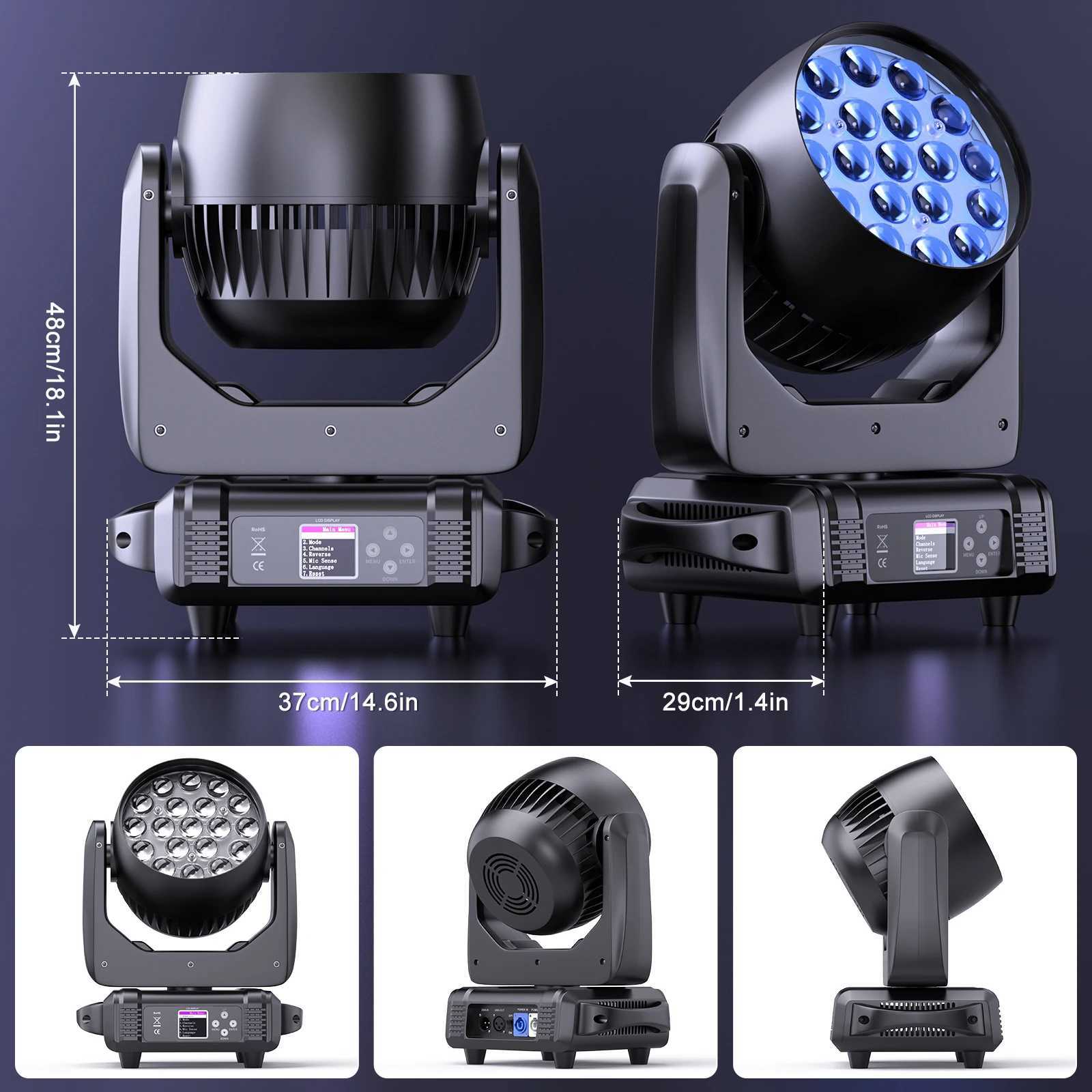 Yiflamefly Moving Head Lights With19PCS 15W 4-in-1 LED DMX512 Stage Light For DJ Karaoke Dance Hall KTV Disco Bar Stage LightingXJ250527