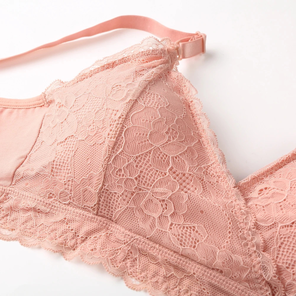 Lace Breastfeeding Maternity Nursing Bra For Pregnant Women Lightly Padded Wireless Adjustable Double Strap Lingerie S2XL 250527